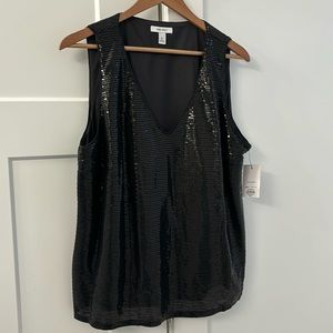 NWT Nine West Sequin V Neck Top